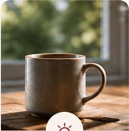 A morning drink by a window